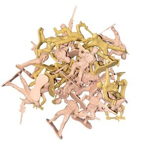 Lot of 27 Plastic Toy Army Soldiers Beige & Tan Figures Unbranded Vintage Style